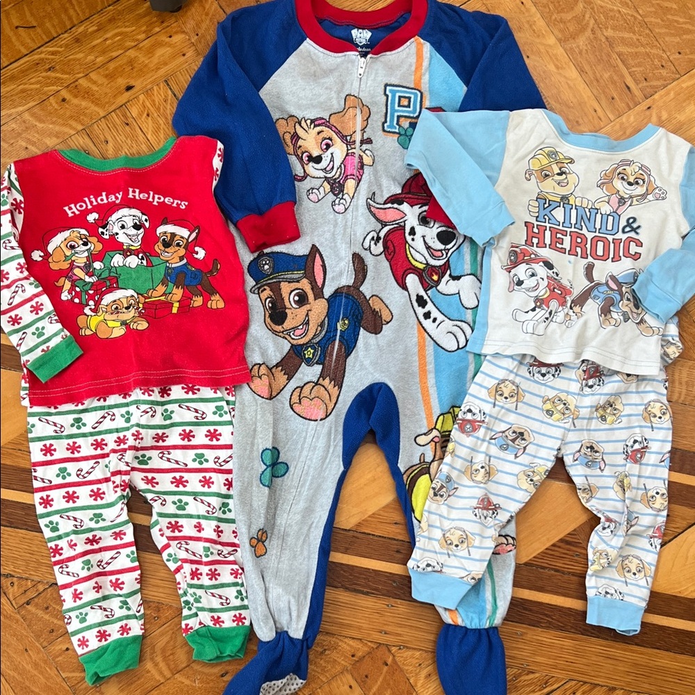 Paw Patrol Kids Footie Pajamas - Red, Blue, and Gray
